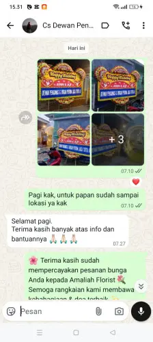 Testimonial Papan Bunga Pernikahan cirebon